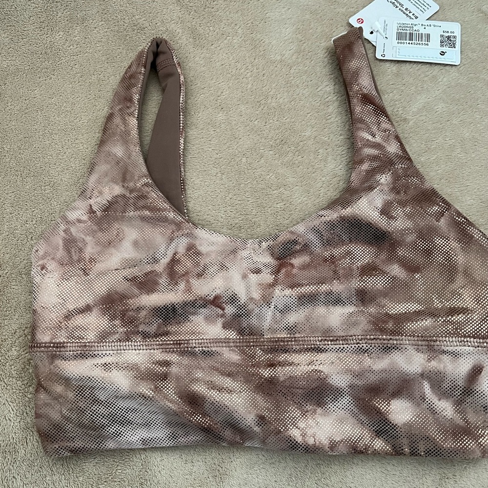 NWT Lululemon Align shiny print bra top size 4 - Picture 1 of 5